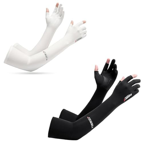 PALAY® 2 Pairs Sun Protection Gloves for Women Men, Ice Silk UV Cooling Full Arm Sleeves Non-Slip Touchscreen Design Open Finger Tips, Breathable Hand Gloves for Cycling, Driving, Outdoor Activities PALAY® 2 Pairs Sun Protection Gloves for Women Men, Ice Silk UV Cooling Full Arm Sleeves Non-Slip Touchscreen Design Open Finger Tips, Breathable Hand Gloves for Cycling, Driving, Outdoor Activities